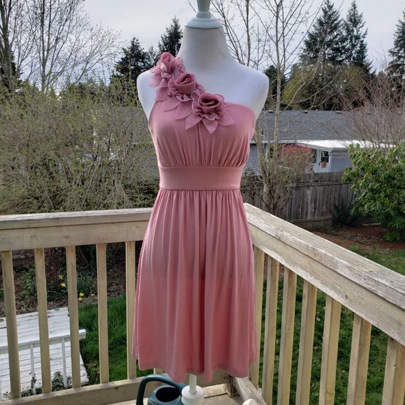One Shoulder Soft Dusty Pink Dress ModCloth Excl - Picture 2 of 7